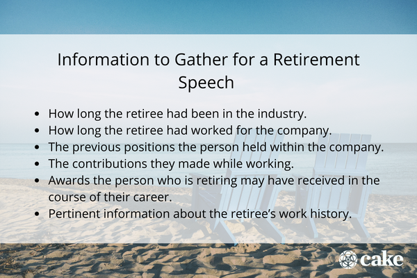 Information needed to write a retirement speech